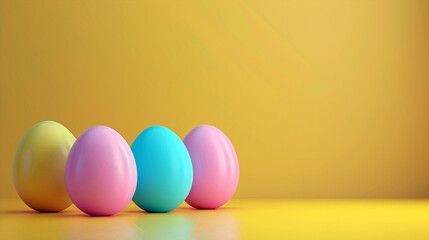 Fototapeta na wymiar 3d render style empty podium with Easter eggs and flowers around the podium, pastel colors, gold, minimalist, product photography, modern. Beautiful simple AI generated image in 4K, unique.