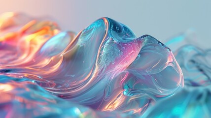 The abstract picture of the silky flexible wavy colourful and crystal clear water blue satin or fabric that waving around without breaking because of flexibility on the blank white background. AIGX01. - obrazy, fototapety, plakaty