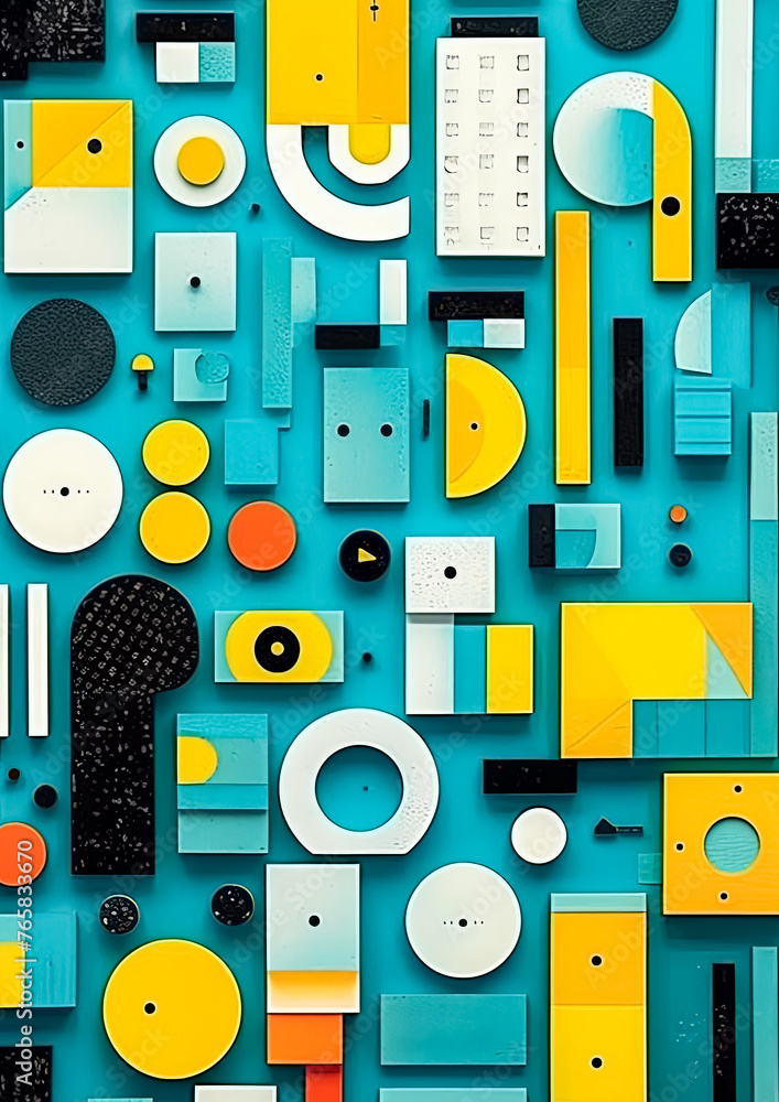 Poster a colorful abstract painting with many different shapes and sizes of circles. the painting is full o