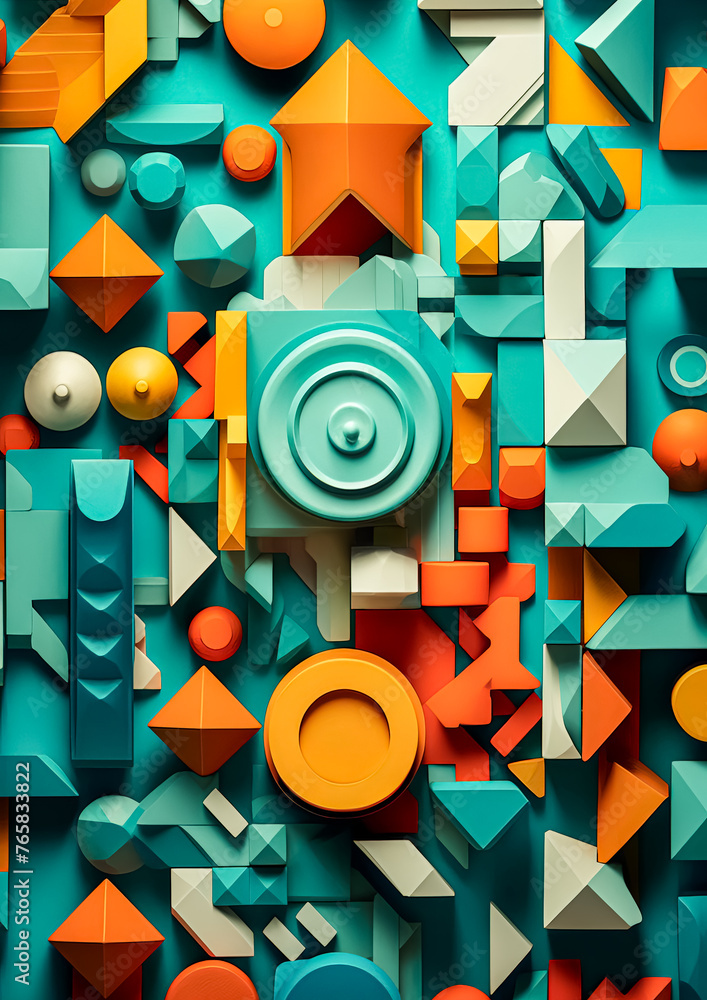 Aufkleber a colorful abstract painting with many different shapes and sizes of circles. the painting is full o