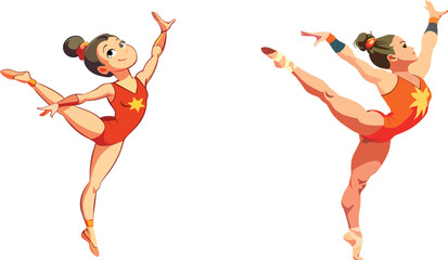 Graceful female gymnast performing artistic pose-