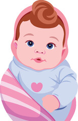 Adorable illustrated baby with expressive eyes-