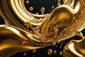 abstract splashing liquid gold background