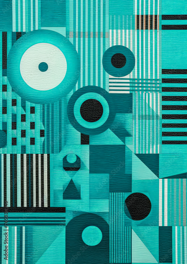 Aufkleber a colorful abstract painting with many different shapes and sizes of circles. the painting is full o