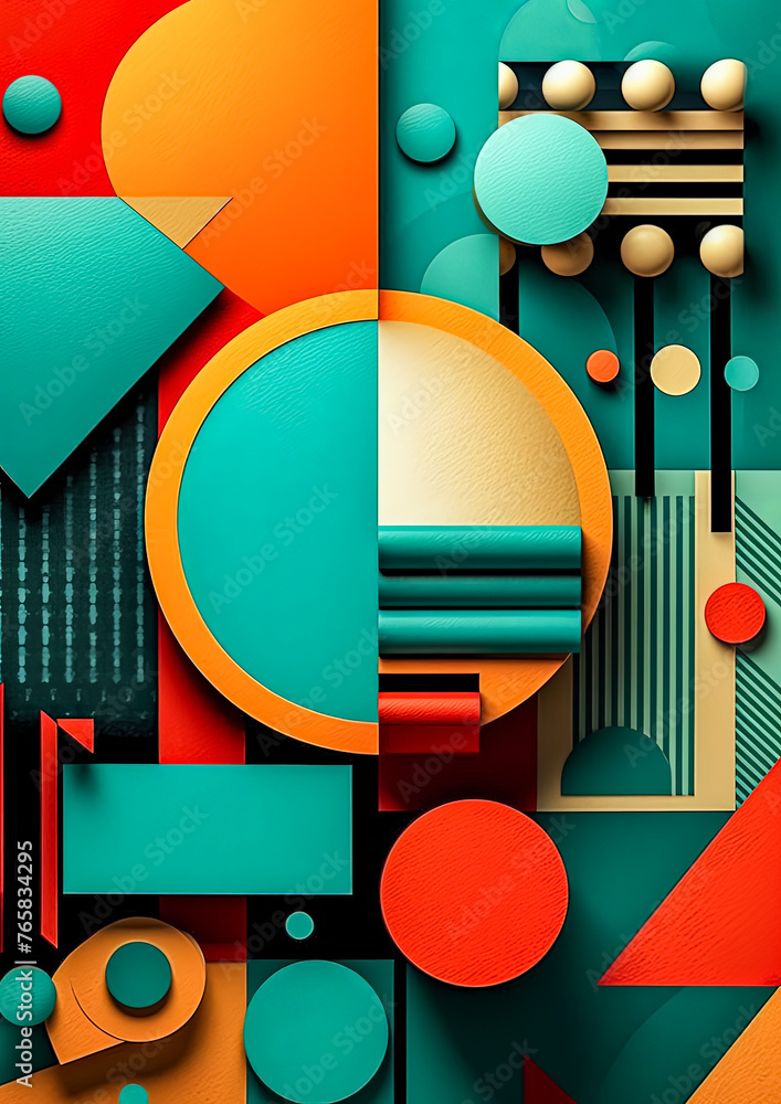 Aufkleber a colorful abstract painting with many different shapes and sizes of circles. the painting is full o