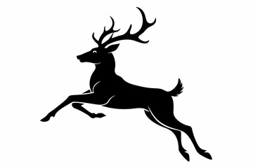  Jumping deer silhouette vector illustration