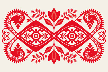 Fabric print. Need to create Infinite on all sides of the fabric pattern.  Russian national style white background and red ornamentation