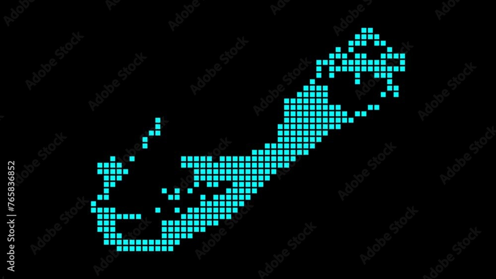 Poster bermuda digital map. map of bermuda in dotted style. shape of the island filled with rectangles. pow
