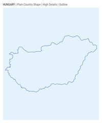 Hungary plain country map. High Details. Outline style. Shape of Hungary. Vector illustration.