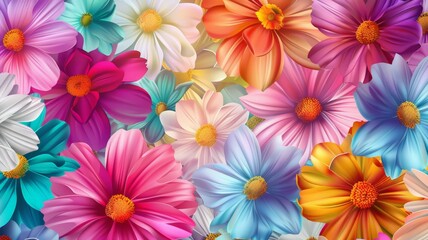 Various multicolored flowers grouped together on a plain white backdrop