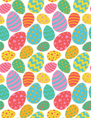 Seamless pattern with colorful easter eggs. Vector background in flat style.	