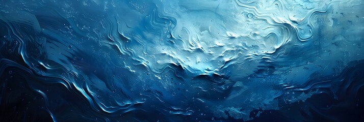 Ethereal Oceanic Whispers:A Captivating Abstract Interpretation of Soothing Blue Ocean Waves - obrazy, fototapety, plakaty