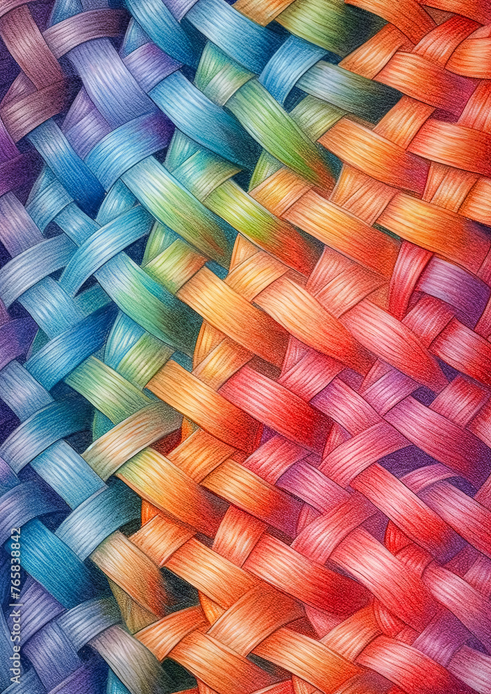 Poster a drawing of a colorful, multi-colored snake with a rainbow pattern. the snake is made up of many di