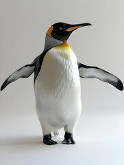 Elegant and Graceful Penguin Standing on Icy Surface in Snowy Arctic Habitat
