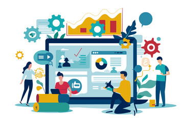 Digital Marketing Mastery: SEO Optimization, Web Development Strategies, and Creative Online Advertising Techniques for Business Growth. A Comprehensive Vector Illustration for Web Banners