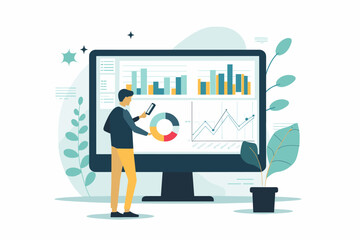 Dynamic Business Growth and Investment Concept: Professional Analyzing Financial Charts for Profit Increase, Capital Investment Strategy for Web Banner, Social Media, and Marketing Presentation.