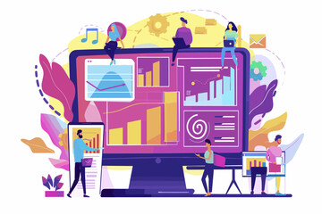 Dynamic Business Strategy and Marketing Vision, Corporate Teamwork and Planning, Consulting Services Concept, Vector Illustration for Web and Print