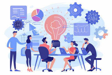 Dynamic Business Strategy and Marketing Vision, Corporate Teamwork and Planning, Consulting Services Concept, Vector Illustration for Web and Print