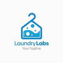 Illustration Vector Graphic Logo of Laundry Labs. Merging Concepts of a Hanger Fashion and Tube Labs Shape. Good for Fashion Industry, Business Laundry, Boutique, Garment, Tailor and etc