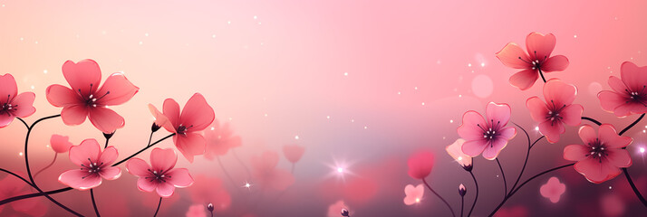 Pink gradient background with flowers