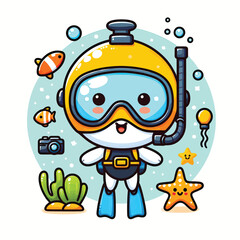 cute diver funny  Illustrator Artwork
