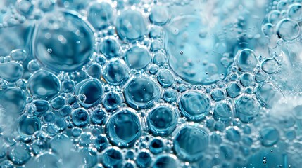 Drops of liquid foam are similar to the bubbles from shampoo, which are made of dish soap. Fluid - obrazy, fototapety, plakaty