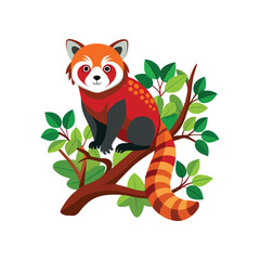 Red pandas on tree branches