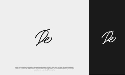 Initial Letter De Logo monogram signature minimalist hand writting typography for business name. Vector logo inspiration