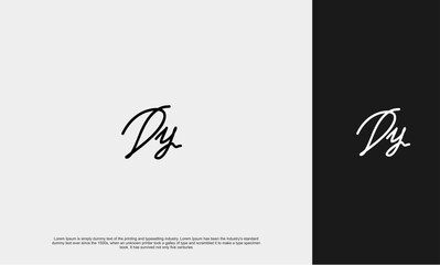 Initial Letter Dy Logo monogram signature minimalist hand writting typography for business name. Vector logo inspiration