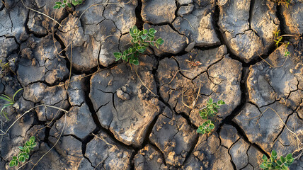 Tierra agrietada por la sequía