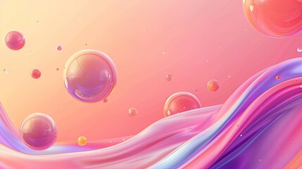 Multicolored Abstract Waves Surrounding Spheres