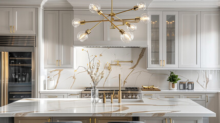 Luxe Island Retreat: Gold Faucets and Marble Magic
