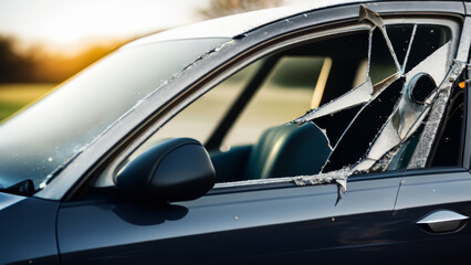 Aftermath of Car Accident: Broken Windows Tell the Story