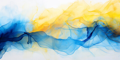 Abstract blue yellow watercolor background. For banner and poster. Ukrainian watercolor backdrop with soft blur effect. Ukraine flag colors. Watercolor abstract wallpaper. Colored haze. - obrazy, fototapety, plakaty