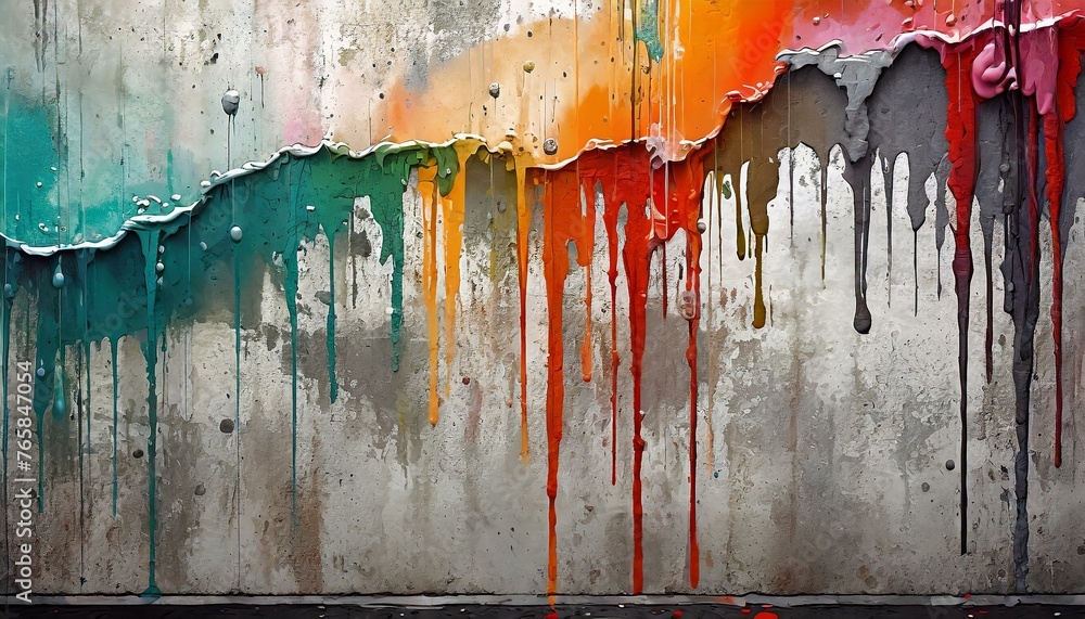 Wall mural Illustration of Concrete Wall Texture with dripping paint.
