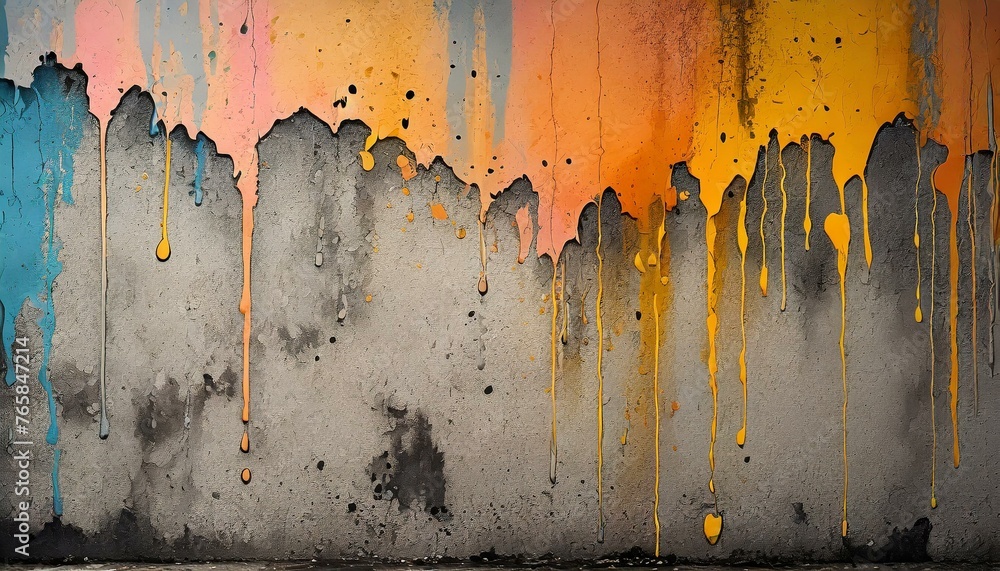 Wall mural Illustration of Concrete Wall Texture with dripping paint.
