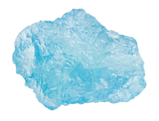 close up of sample of natural stone from geological collection - raw aquamarine mineral isolated on white background