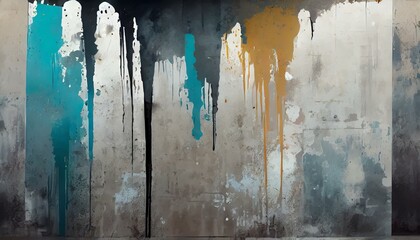 Illustration of Concrete Wall Texture with dripping paint.
