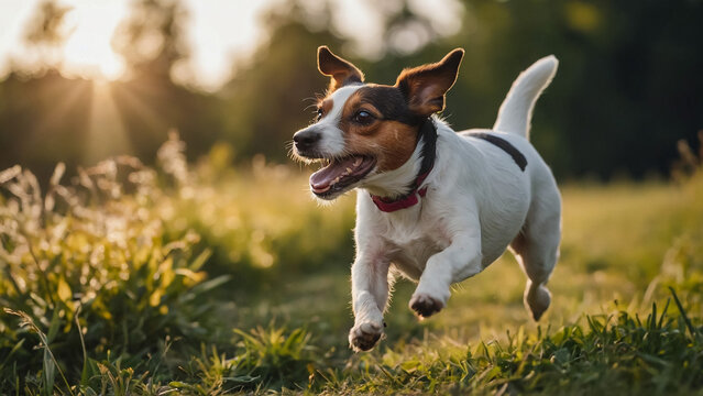 Jack Russell running a cone mouth