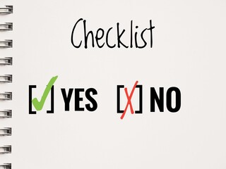 Yes/No Checklist with Green Tick and Red Cross