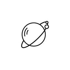 Saturn icon. Planet and ring illustration symbol. space line icons set, editable stroke isolated on white, linear vector outline illustration, symbol logo design style
