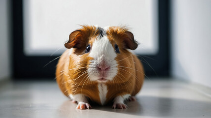 guinea pig on a white background - obrazy, fototapety, plakaty