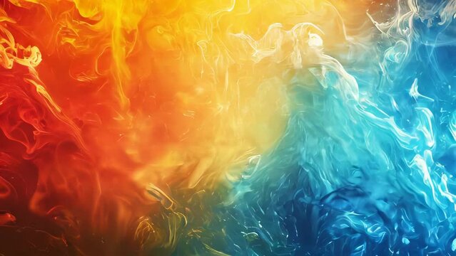 Abstract smoke background. Yellow, orange and blue colors. Fantasy fractal texture. Digital art.