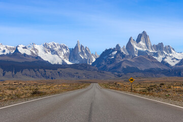 view of street leading to Fitz Roy in Patagonia, Argentina