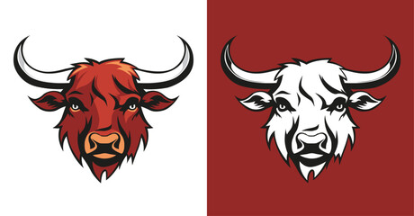 Bull colored head logo icon 010 2