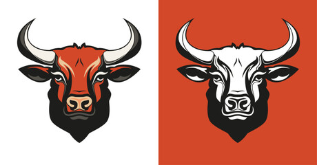 Bull colored head logo icon 011