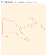 Papua New Guinea plain country map. Low Details. Outline style. Shape of Papua New Guinea. Vector illustration.
