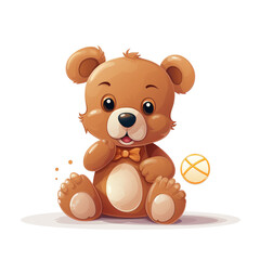 Obraz premium Bear toy, illustration, pure white background сreated with Generative Ai