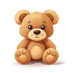Obraz premium Bear toy, illustration, pure white background сreated with Generative Ai