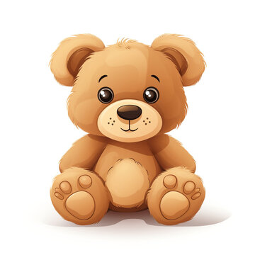 Bear toy, illustration, pure white background сreated with Generative Ai